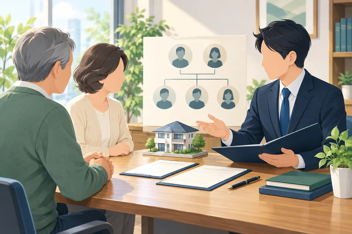 相続について専門家に相談する家族のイメージ