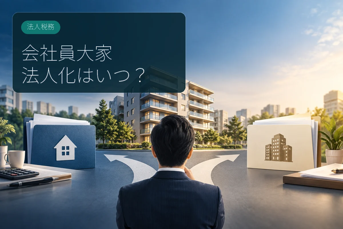 会社員大家が不動産賃貸の法人化を検討するイメージ