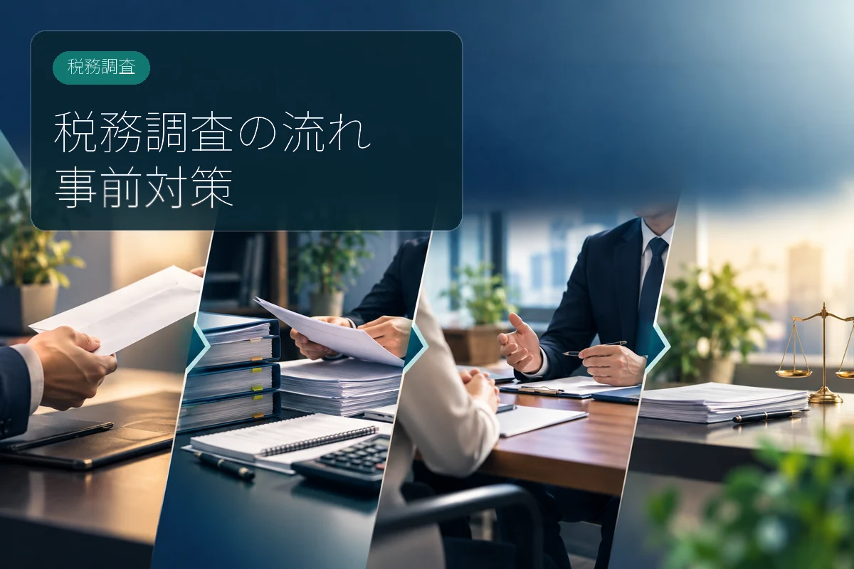 税務調査の通知から解決までの流れを表すイメージ