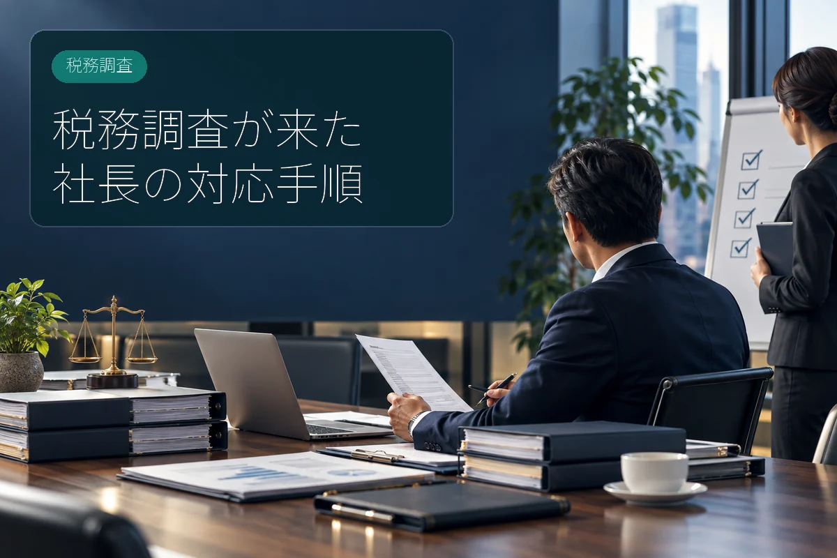 税務調査に備えて資料と対応手順を確認するイメージ