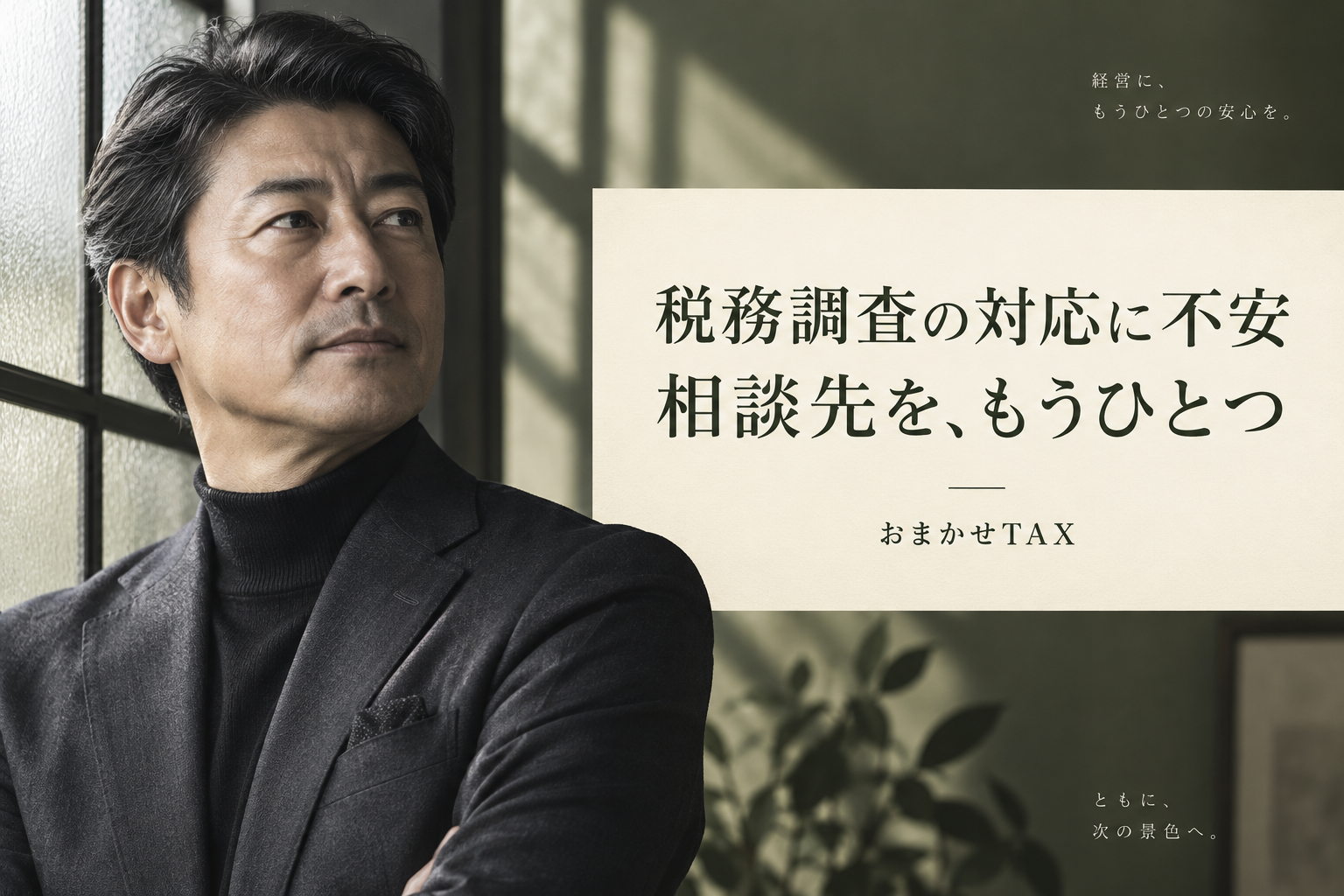 税務調査の相談先を考える経営者のポートレート